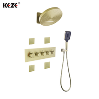 Système de douche pluie rond avec douchette murale en laiton au design moderne, certifié CE pour salle de bain d'hôtel
