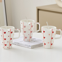 Grande tasse à lait en céramique écologique, créative, colorée sous glaçure, en forme de cœur et de nœud, compatible micro-ondes et lave-vaisselle, certifiée CE