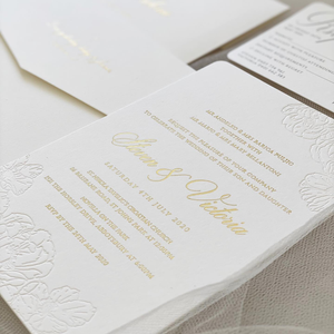 Custom Free Designed <strong>Christening</strong> <strong>Invites</strong> Blind Embossing Matte Gold Foiling Cotton Paper Venue Wedding Invitations Stationery - Product Image 4