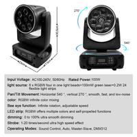 Prix d'usine 100W RGBW LED Bee Eye Moving Head Light Strip Laser Beam Gobo Wash Strobe Bar Party Karaoke Club Disco Lights