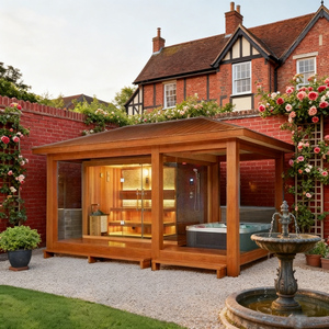 غرفة ساونا عائلية مربعة الشكل لعام 2026 متوفرة لفترة محدودة تتسع لـ 4-6 أشخاص، ساونا خارجية على شكل برميل مع مجموعة دش - Product Image 2