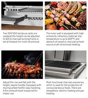 Barbecue au bois et au charbon de bois avec hauteur réglable par volant pour restaurants, hôtels et événements de restauration