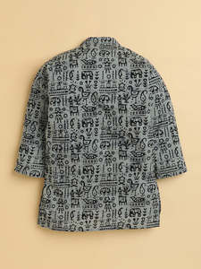 Ensemble Kurta imprimé pour garçons avec pyjama noir – Tenue ethnique traditionnelle pour enfants, idéale pour les fêtes, mariages, confortable et élégante - Product Image 3