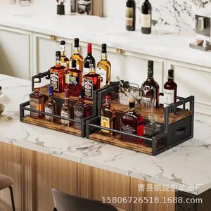 Wooden <b>Desktop</b> Storage Rack Tiered Coffee Syrup <b>Shelf</b> Double Layer Standing Organizer For Kitchen Counter - Product Image 4