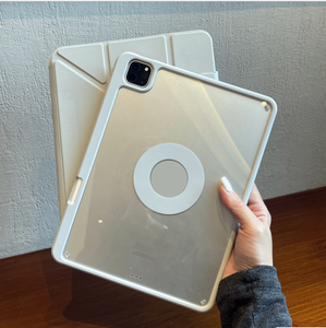 ที่ใส่ไอแพดโปร/แอร์เคสอะคริลิคแม่เหล็กแบบแยกออกได้ด้านหลังแข็งมีช่องใส่ดินสอหลายตำแหน่งกันโค้ง - Product Image 1