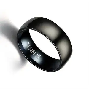 2022 Hot Sale Titanium Ring Grey Black Plated Engagement Wedding Men Rings For Men Titanium Steel Black Ring