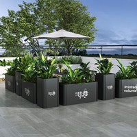 Jardinière en acier inoxydable carrée moderne écologique pour jardin municipal extérieur, revêtement en poudre, cloison artistique, pot à fleurs en métal