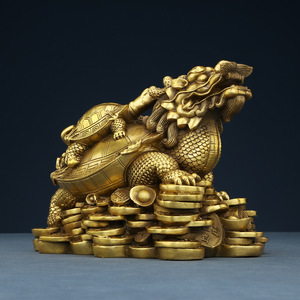 Figura de tortuga dragón Copper World de 4 y 6 pulgadas, decoración hecha a mano para el hogar, oficina, sala de estar, regalo - Product Image 2
