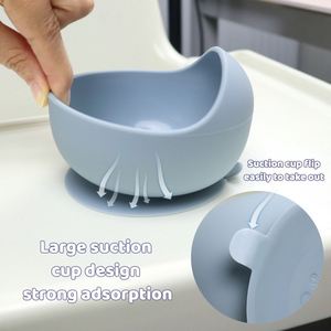 Plato de Alimentación para Bebés con Ventosa Redonda en Forma de Caracol, Antideslizante, de Grado Alimenticio, Diseño Minimalista, Color Verde Mapache - Product Image 4