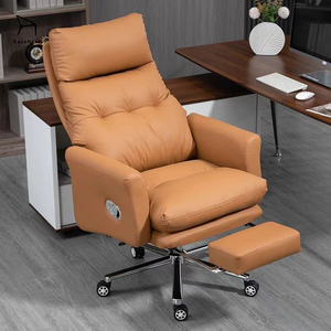 Silla de Oficina Giratoria de Cuero Cómoda EaseNeat con Reposapiés Ergonómica para el Hogar - Product Image 3