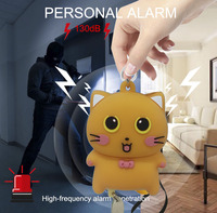 Alarme de sécurité personnelle en silicone en forme de chat mignon, 180 mAh, 130 dB, pour étudiants, personnes âgées et activités de plein air