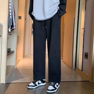 Pantalon décontracté en velours côtelé noir pour homme, nouvelle collection printemps, tendance, polyvalent, sport, ample, avec cordon de serrage, coupe droite drapée - Product Image 3