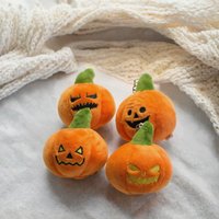 Porte-clés lumineux en peluche citrouille d'horreur, motif cercle, style simple, en polyester réutilisable, imprimé en typographie, pour Halloween et les fêtes