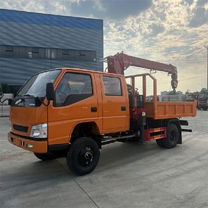 Camion grue JMC à double cabine, grue montée sur camion de 4 tonnes à flèche droite, camion grue léger avec plateau de chargement, LHD/RHD en option - Product Image 3