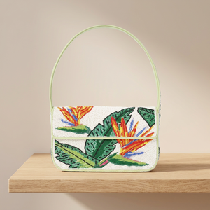 Handmade Beaded Floral Embroidery Sparkling Pearl Chains Evening Bag with Shoulder Strap Fashionable Flap Closure Party <b>Handbag</b> - Product Image 2