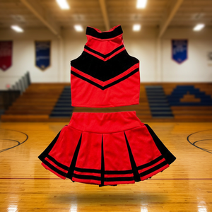 Uniformes de pom-pom girl pour adultes/jeunes adultes, haut + jupe par Sublimation, Logo personnalisé, uniformes de tenues scolaires de pratique de danse imprimées - Product Image 3