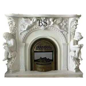 Statue d'ange bébé en marbre blanc sculptée à la main, style moderne européen, pour décoration intérieure, hôtels, cheminées et inserts de cheminée. - Product Image 6