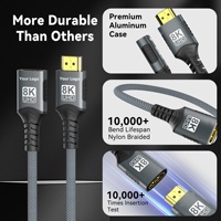 Extension HDTV 8K 4K, câble d'extension HDTV 2.1 4K30Hz/ 60Hz/ 120Hz, adaptateur HDTV ultra haute vitesse mâle vers femelle