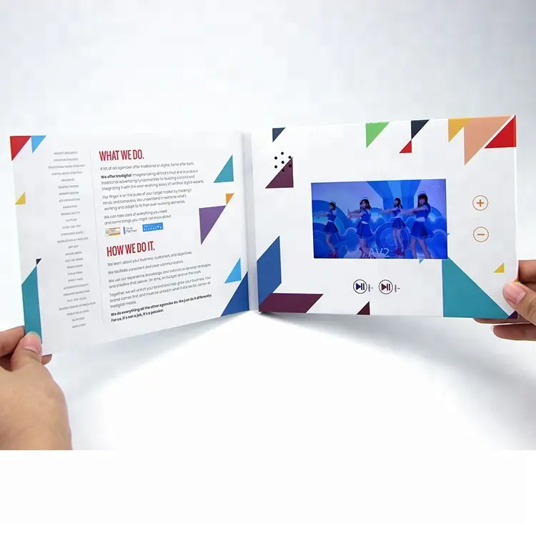 Il prodotto più venduto regalo di marketing aziendale invito con schermo lcd biglietto di auguri moderno con brochure video