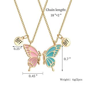 <span class=keywords><strong>2022</strong></span> nueva venta directa de fábrica de la Amistad colgante BFF mariposa azul magnético par mejor amigo collares para 2 - Product Image 5