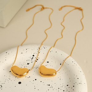 Heart Shape <b>Titanium</b> Steel Snake <b>Chain</b> Necklace 18k Gold Plated Stainless Steel Pendant For Women Gift Jewelry - Product Image 2