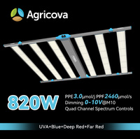 Lampe de culture LED 820W à spectre complet, PPF 2460umol/s, PPE 3.0umol/J, dimmable, contrôle 4 canaux pour la floraison des plantes, LIVRAISON GRATUITE