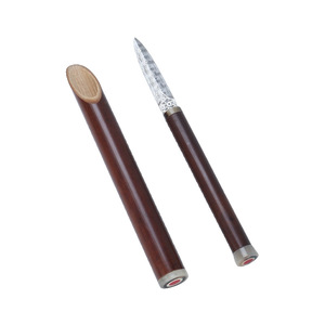 Damascus Steel Tea Knife With Sheath Hand Forged Bamboo Handle Pu Er Tea Tool Tea Ceremony Accessory - Product Image 5
