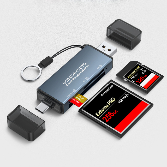 Hot OEM Aluminum CF SD TF 3 in 1 OTG Memory USB 2.0 SD Card Reader USB Type C Adapter for Android Mobile iphone Laptop