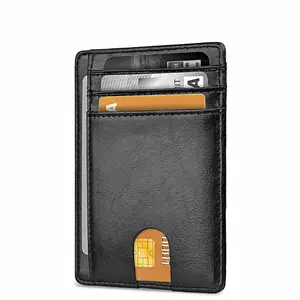 Держатель для кредитных карт с блокировкой RFID, индивидуальный логотип, Лидер продаж на Amazon, тонкий кошелек из мягкой искусственной кожи для мужчин