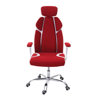 Chaise de bureau pivotante de direction en similicuir PU rouge, moderne, pour gamer, avec vérin à gaz 3 positions et design ergonomique