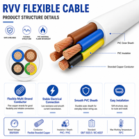 Kabel RVV Berkualitas Tinggi Pasokan Pabrik Grosir 2 Inti dengan Ukuran Berbeda 0.5mm2