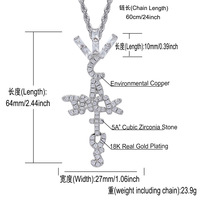 BES Travis Scott Marque Hip Hop Bijoux Or Glacé Laboratoire Diamant Charme Cactus Jack Croix Pendentif Hip Hop Collier