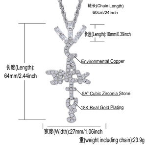 Collana Hip Hop con ciondolo da laboratorio con ciondolo a croce <span class=keywords><strong>Cactus</strong></span> Jack ciondolo Hip Hop - Product Image 5