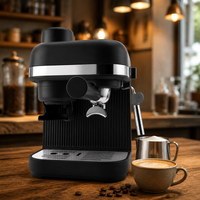 Machine à expresso avec mousseur à lait, cafetière à cappuccino, buse vapeur pour latte, machine à café automatique rétro à un bouton, du grain à la tasse, pour la maison et l'hôtel