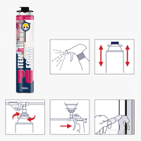GORVIA ITEM-R 750ml Mousse d'étanchéité PU expansive en polyuréthane pour l'isolation des portes, fenêtres et toitures, utilisation résistante aux intempéries