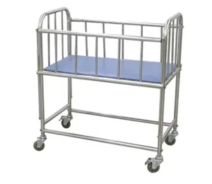 Hospital Furniture Moveable Stainless Steel Crib Baby Stroller Hospital Baby Bassinet