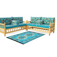 Ensemble de canapés traditionnels turcs Majlis, turquoise, style oriental arabe, banc en bois pour salon, décoration de jardin