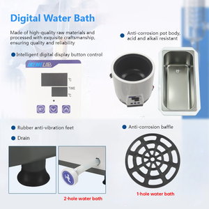 เครื่องทำความร้อนในห้องปฏิบัติการทางการแพทย์ IKEME อุปกรณ์ทำความร้อนแบบดิจิตอล ควบคุมอุณหภูมิได้  ถังน้ำร้อนขนาดเล็ก 2 ช่อง ป้องกันการไหม้แห้ง - Product Image 5