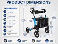 Simplywalk - Déambulateur léger en alliage d'aluminium 136 kg pour personnes âgées, équipement de rééducation à long terme certifié MDR CE - Fournisseur