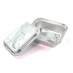 1LB Foglio di Alluminio Pan Contenitori con Coperchi Prendere Fuori Padelle Contenitori Per Alimenti Per Uso Ristorante