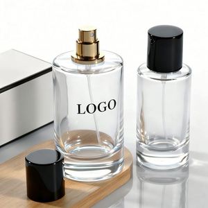 Perfume Bottle With <b>Box</b> Packaging 50ml 100ml Round Mens Perfume <b>Empty</b> Glass Perfume Spray Bottle With Matte Black Magnetic Cap - Product Image 2