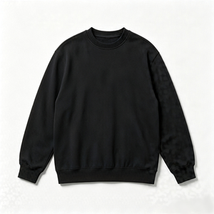 เสื้อสเวตเชิ้ตคอกลมสีดำสำหรับผู้ชาย ทรงปกติ ผ้าฝ้าย แขนยาว ถักทอ สีพื้น สวมใส่สบายๆ สำหรับฤดูใบไม้ร่วง - Product Image 1