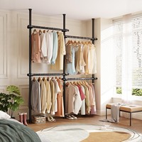 Porte-manteau et porte-chapeaux sur pied, moderne et minimaliste, pour usage domestique, sans perçage, avec tringle rétractable pour chambres et balcons