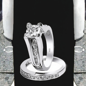 Anillo de Compromiso y Boda Nabest para Mujer, Plata 925, Chapado en Oro, con Circonita 8A, Corte Princesa, Joyería Fina para Aniversario y Fiesta - Product Image 2