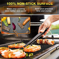 Ensemble de tapis de cuisson pour barbecue au charbon de bois en PTFE antiadhésif réutilisable, résistant à la chaleur jusqu'à 360 degrés Celsius, avec pince et brosse pour grillades