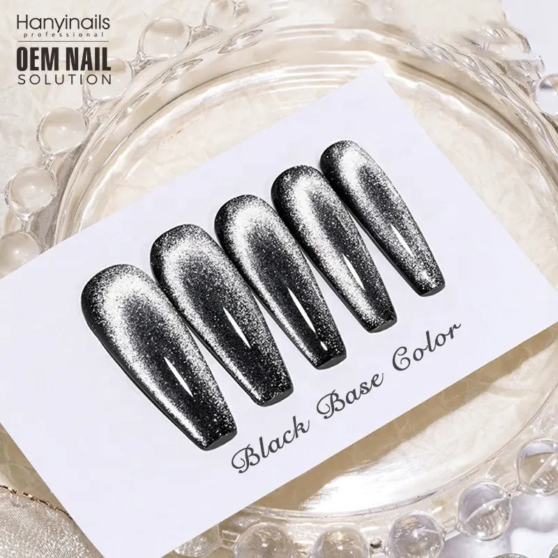 9d Silver Cat Eye Gel Black Base Color Free Samples Magnetic Glitter Silver Nail Gel Polish