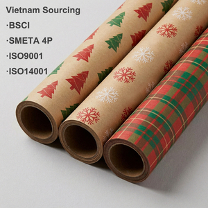 Custom <b>Christmas</b> <b>Kraft</b> Gift <b>Wrapping</b> <b>Paper</b> Sheet 100GSM Eco-Friendly Double-Sided Digital Printing - Product Image 1