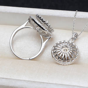 Conjunto de Anillo Giratorio de Plata S925 con Colgante y Perla de 11-13 mm para Mujer, con Bandeja de Joyería Vacía, 2976, Accesorios y Componentes de Joyería - Product Image 1