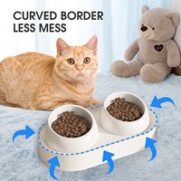 Vente en gros de bols doubles en céramique inclinés pour chats, protection du cou, anti-vomissement, distributeur de nourriture et d'eau surélevé pour chats et chatons