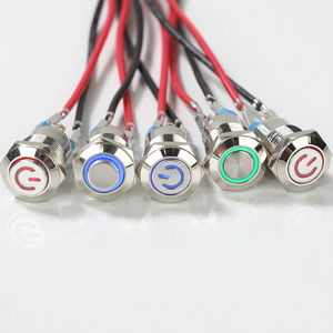 Interruptor de botón pulsador metálico de 12 mm, plano, iluminado por LED, con anillo de reinicio, impermeable, de encendido/apagado, con logotipo de encendido, para automoción y embarcaciones - Product Image 6